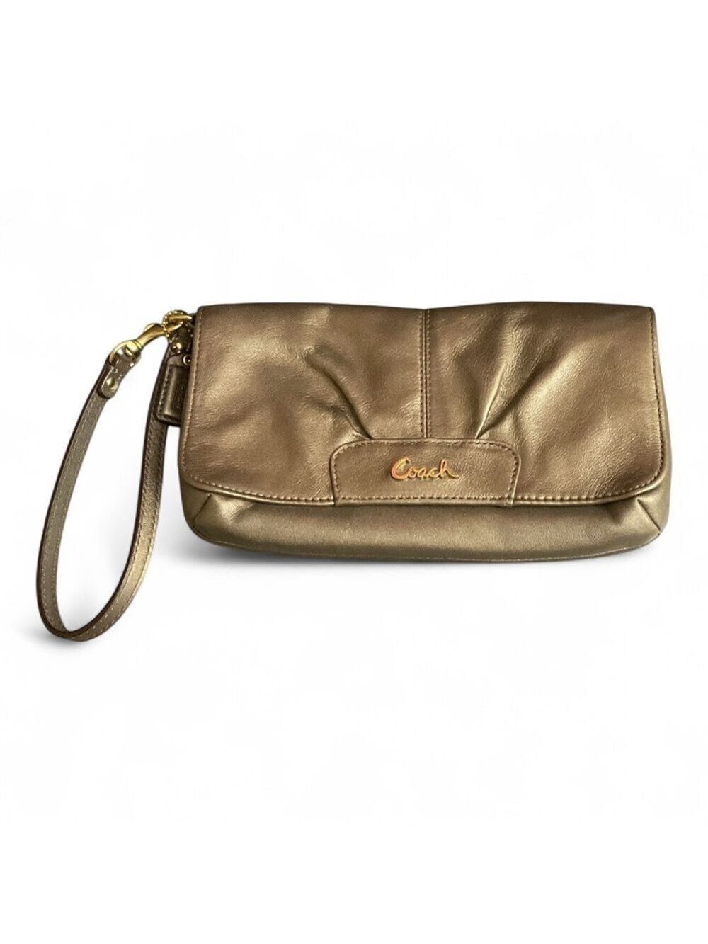 Coach Ashley Metallic Wristlet Clutch EUC
